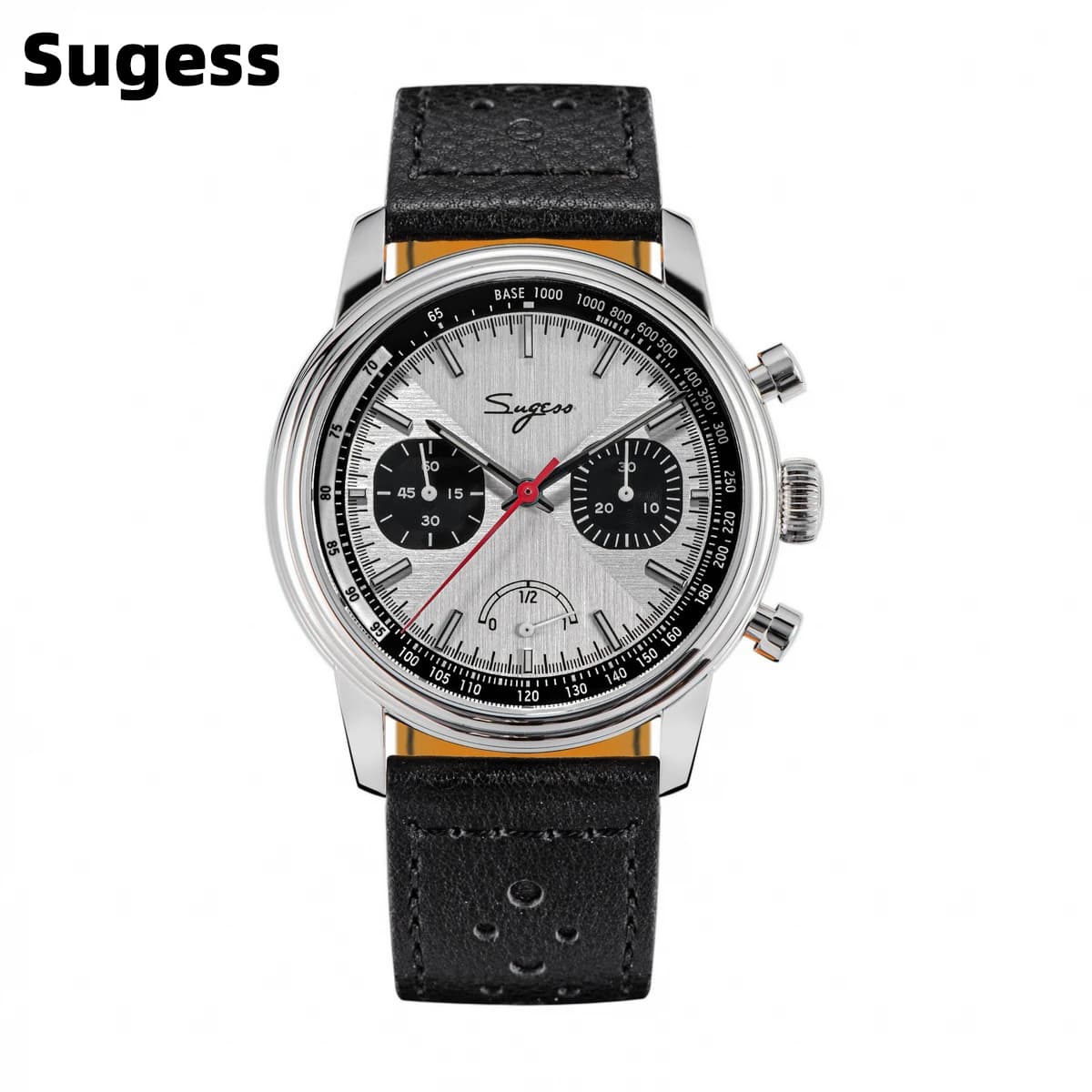 Sugess Pilot Watch Uomo ST1906 Movimento Cronografo a carica manuale Orologi da polso Zaffiro Impermeabile a carica manuale PowerReserve Luminoso V2