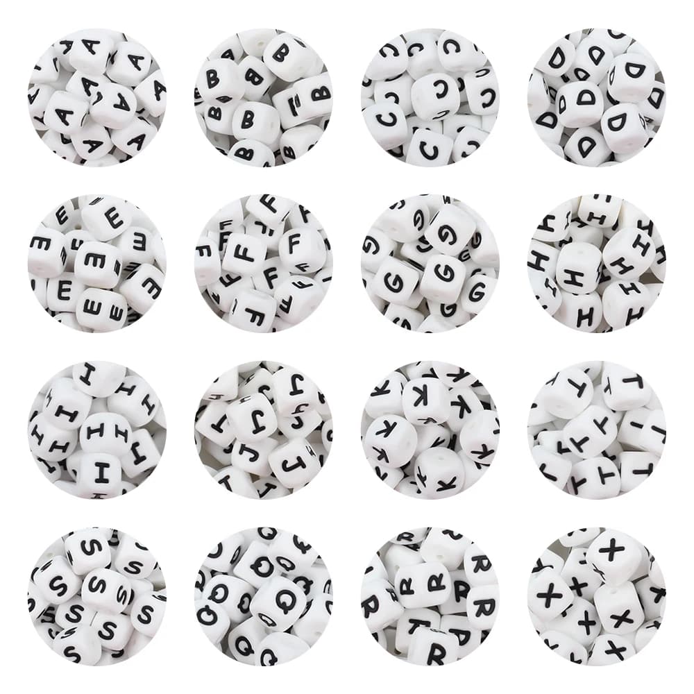 26/50/100pcs lettere in silicone perline 12mm alfabeto inglese perline focale perline sparse per creazione di gioielli accessori portachiavi fai da te