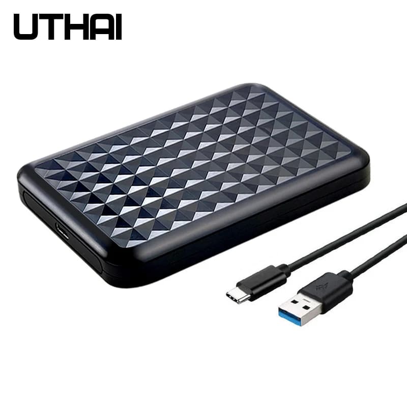 UTHAI Tipo-c Scatola per dispositivi di archiviazione portatile Ssd da 2,5 pollici Unità a stato solido Shell Sata Porta seriale Scatola esterna per notebook