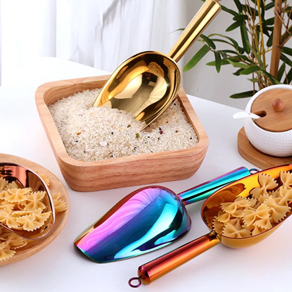Premium Stainless Steel Ice Scoop Ice Cream Server Flour Shovel Dried Fruit Scooper Loose Tea Scooper Pet Food Scooping Tool