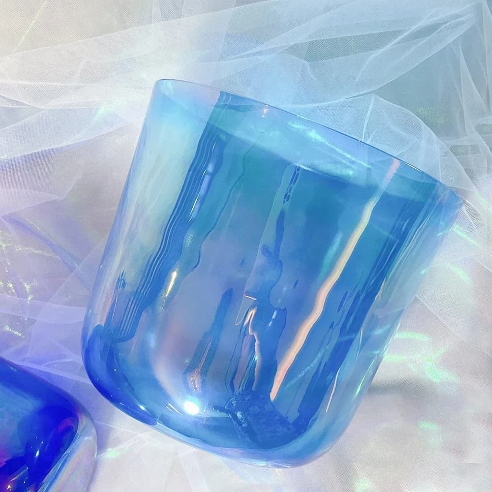 STAR LINKUP Blue Cosmic Light Alchemy Clear Quartz Crystal Singing Bowl for Sound Healing with Free Mallet and O-ring