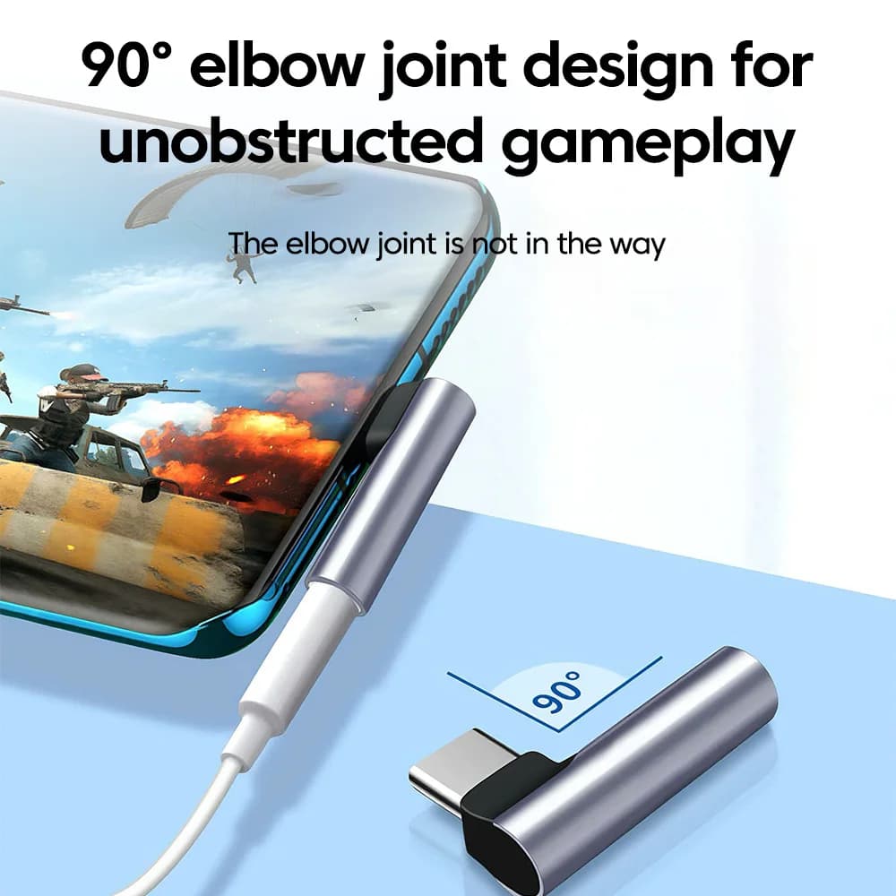 Adattatore audio da USB-C a jack da 3,5 mm a gomito, supporta chiamate vocali, adattatore USB-C per iPhone 17 16 15 Samsung Huawei