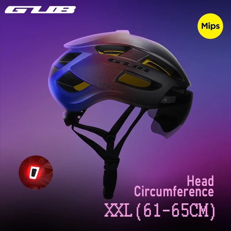 GUB 61-65cm Road Bike Cycling Helmet with Backlight MIPS Bike Helmet MTB Man Woman E-bike riding safety cap with rear light