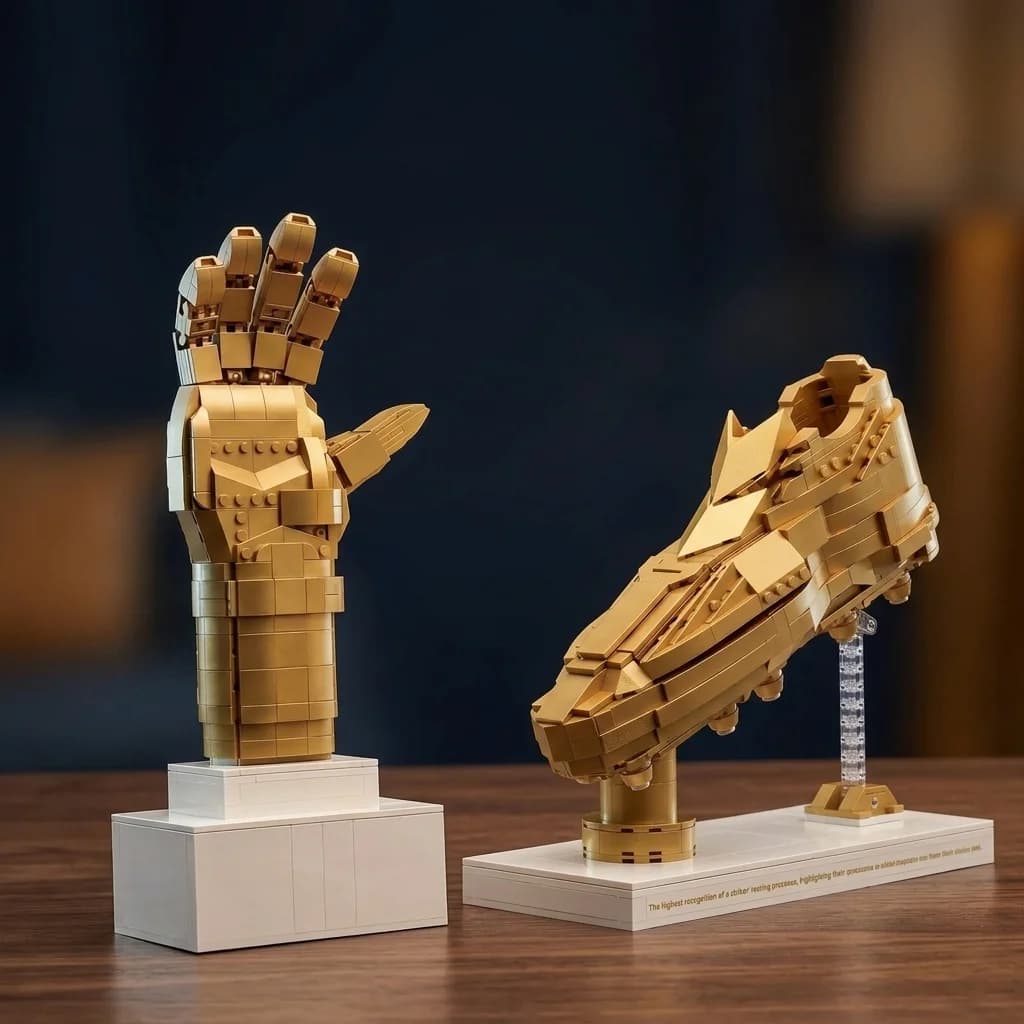 1569PCS Football Champion Trophy Building Block Soccer Golden Boot Glove Model Bricks Desktop Ornament Fan Gifts Puzzle Toys