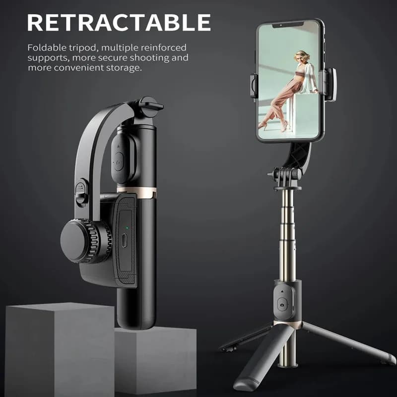 Stabilizzatore Gimbal Roreta, supporto per video per cellulare, treppiede con selfie stick Bluetooth per smartphone, ideale per live streaming.