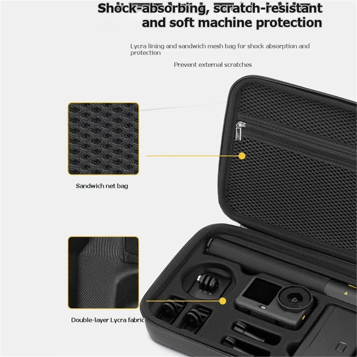 Borsa Impermeabile con Base di Ricarica e Supporto per Selfie Stick per Accessori Fotocamera DJI Osmo Action 6