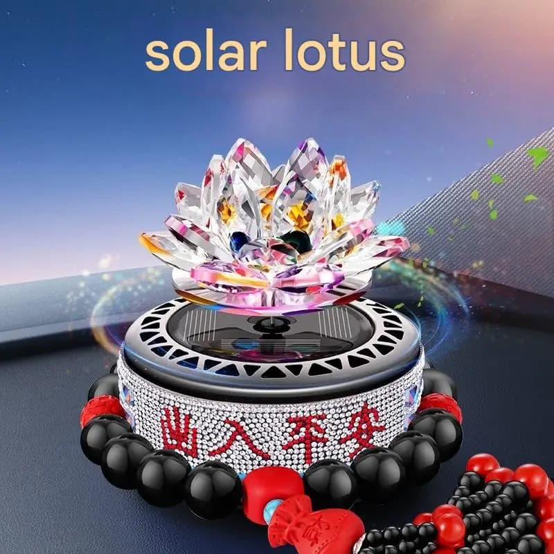 Solar Energy Rotating Fragrance Diffuser for Car Lotus, Intelligent Ornament for Central Console, Auto Accessories