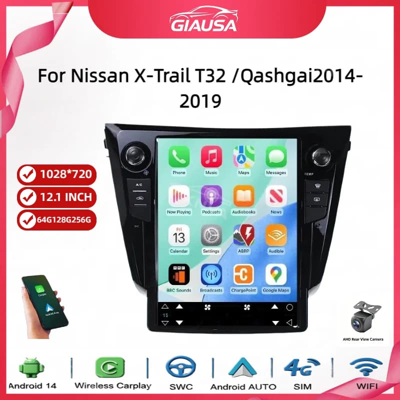 12.1'' Android14 Carplay Car Radio GPS Navi Multimedia Video Player Screen For Nissan X-Trail Xtrail T32 2014-2019 Qashqai J11