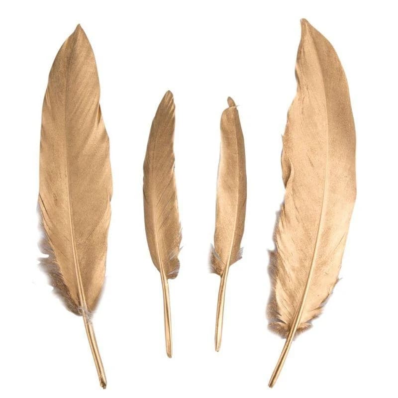 652F Feathers for Crafts, 20 Pcs Gold Feathers for DIY Dream Catchers Craft Wed