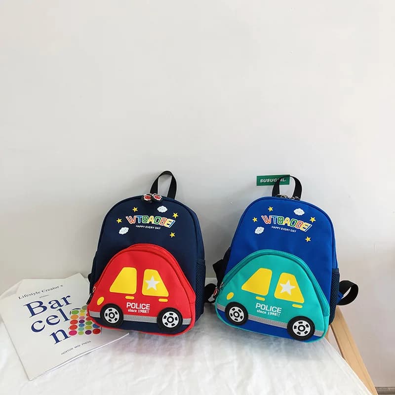 New Kids Backpack for Boys Girls Toddler School Kindergarten Cute Car Truck Car Design Trendy Casual Backpack