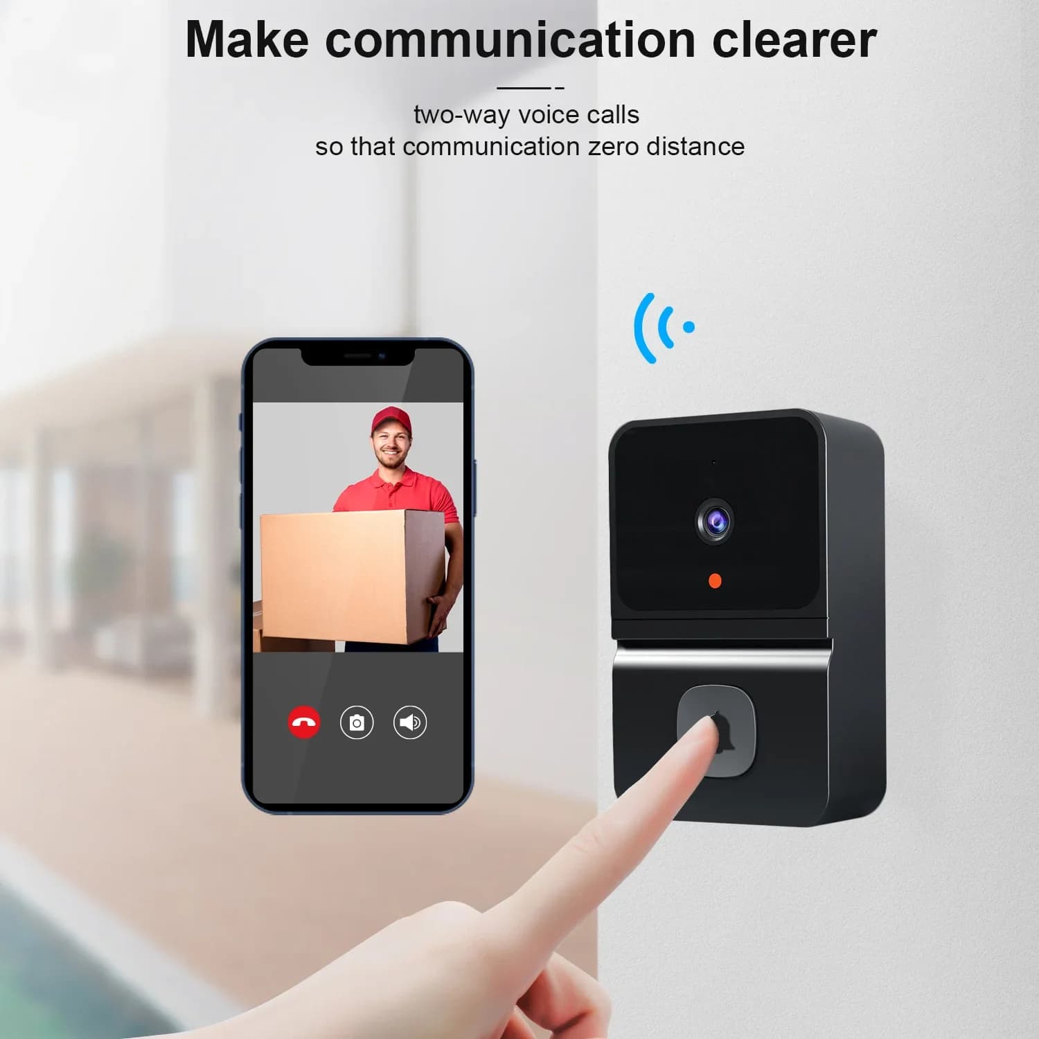 Campanello senza fili Telecamera Wifi Sicurezza Cambio vocale Citofono bidirezionale Visione notturna APP Telecomando Videocitofono Smart Home
