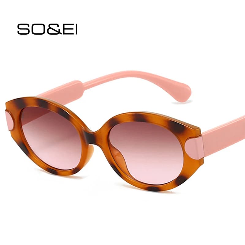 SO&EI New Double Color Cat Eye Sunglasses Women Retro Oval Punk Gradient Men Shades UV400 Sun Glasses