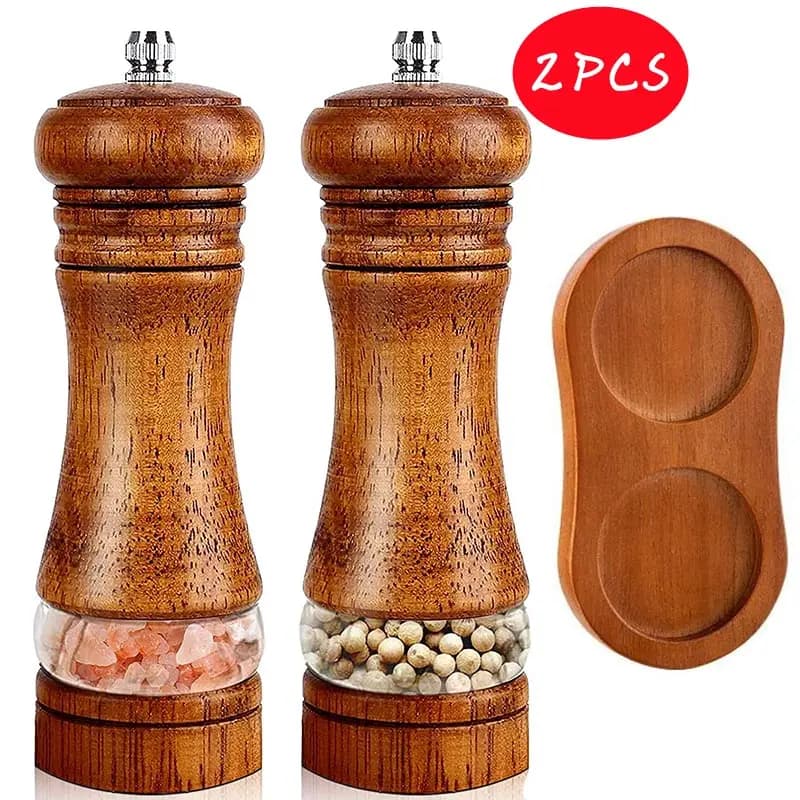 Set di macinapepe e sale da 6 pollici, macinapepe manuale, bottiglia di condimento appena macinato, nucleo in ceramica, macinapepe in legno massello