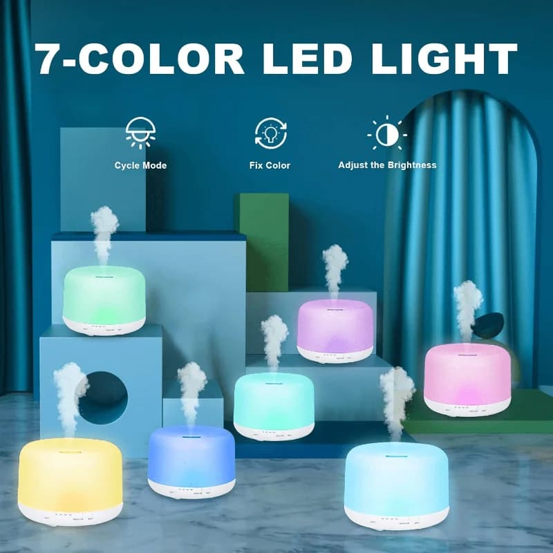 Diffusore di oli essenziali per aromaterapia da 300 ml con telecomando, 7 colori LED, umidificatore per casa/ufficio, include 3 oli