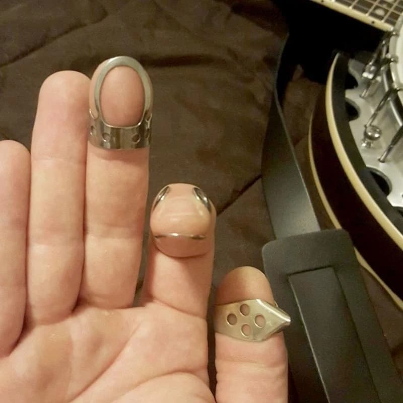 Metal Finger Thumb Picks for Guitar, Silver Guitar Plectrums Thumb Finger Picks