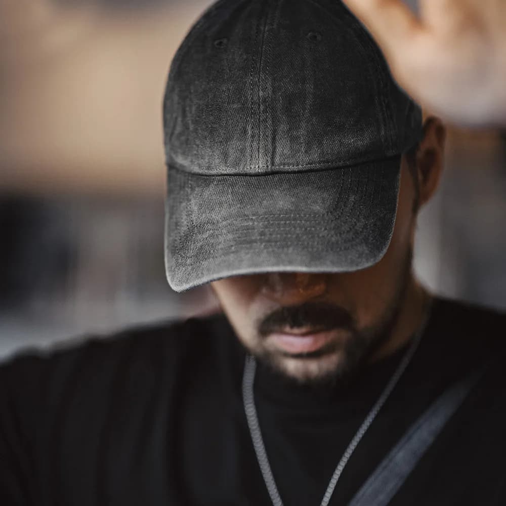 Maden berretto da Baseball Vintage sfilacciato berretto con visiera grigio regolabile Twill cappello Versatile quotidiano per uomo e donna OOTD