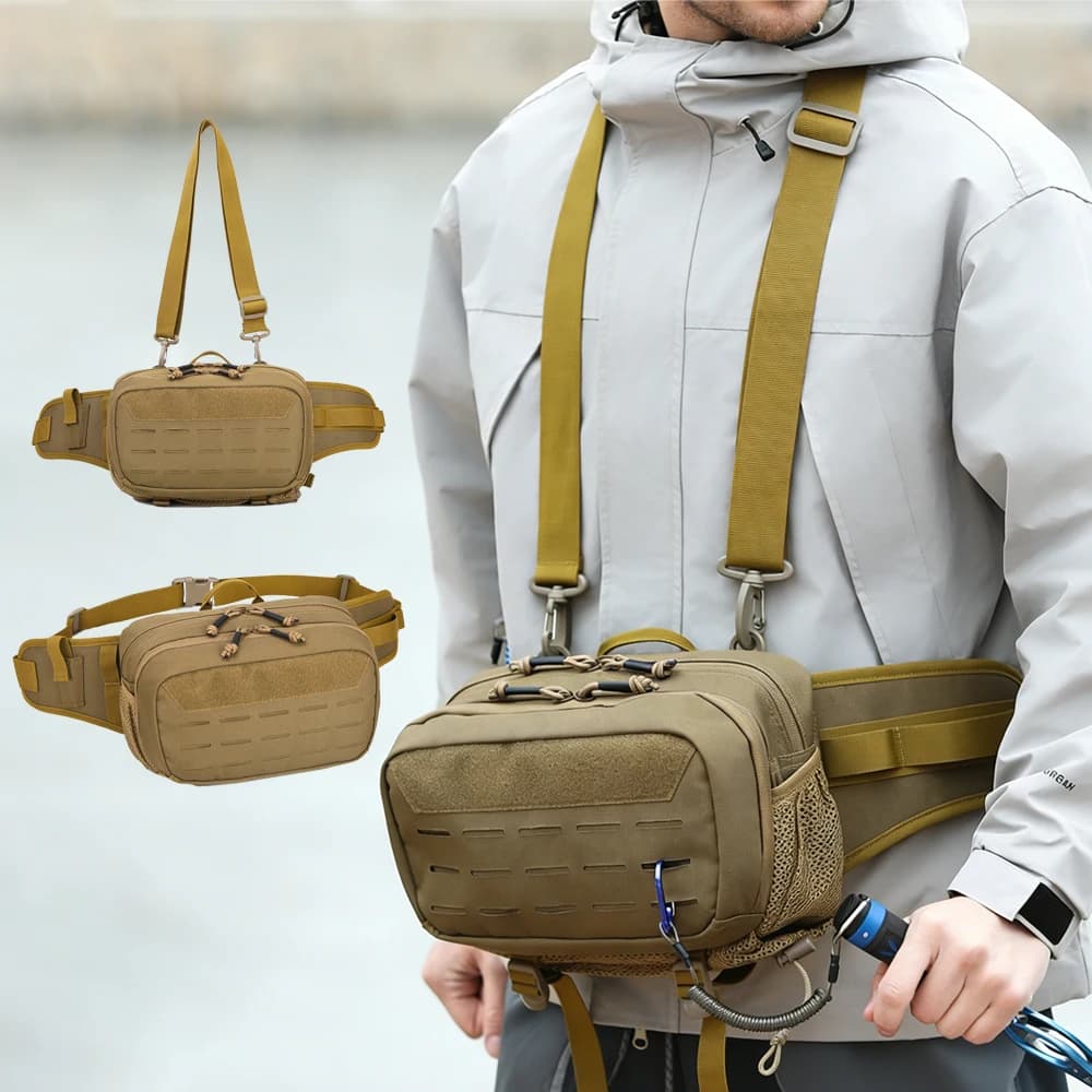 Multi-function Tatcical Waist Bag Crossbody Sling Backpack Outdoor Chest Fishing Lure Tackle Pack Climbing Camping Hiking Bags