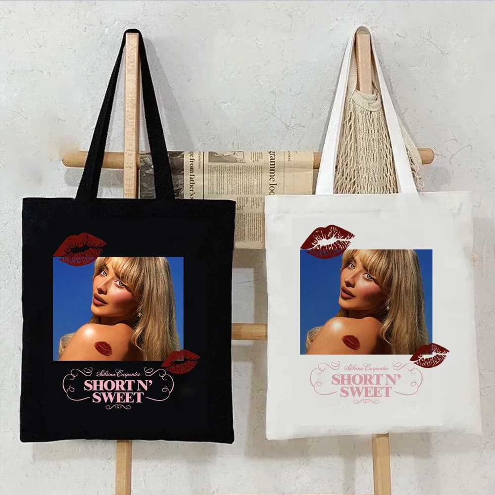 Sabrina Carpenter Short N' Sweet Tour Borsa a tracolla con stampa Borsa per la spesa riutilizzabile Borse pieghevoli Borsa tote