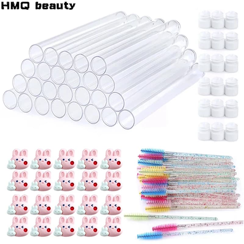 20 pcs Reusable Brush for Eyelashes Use And Drop Mascara Bacchette Brush for Eyebrows with Eyelash Resin Trapano Brushes Replaceable Container