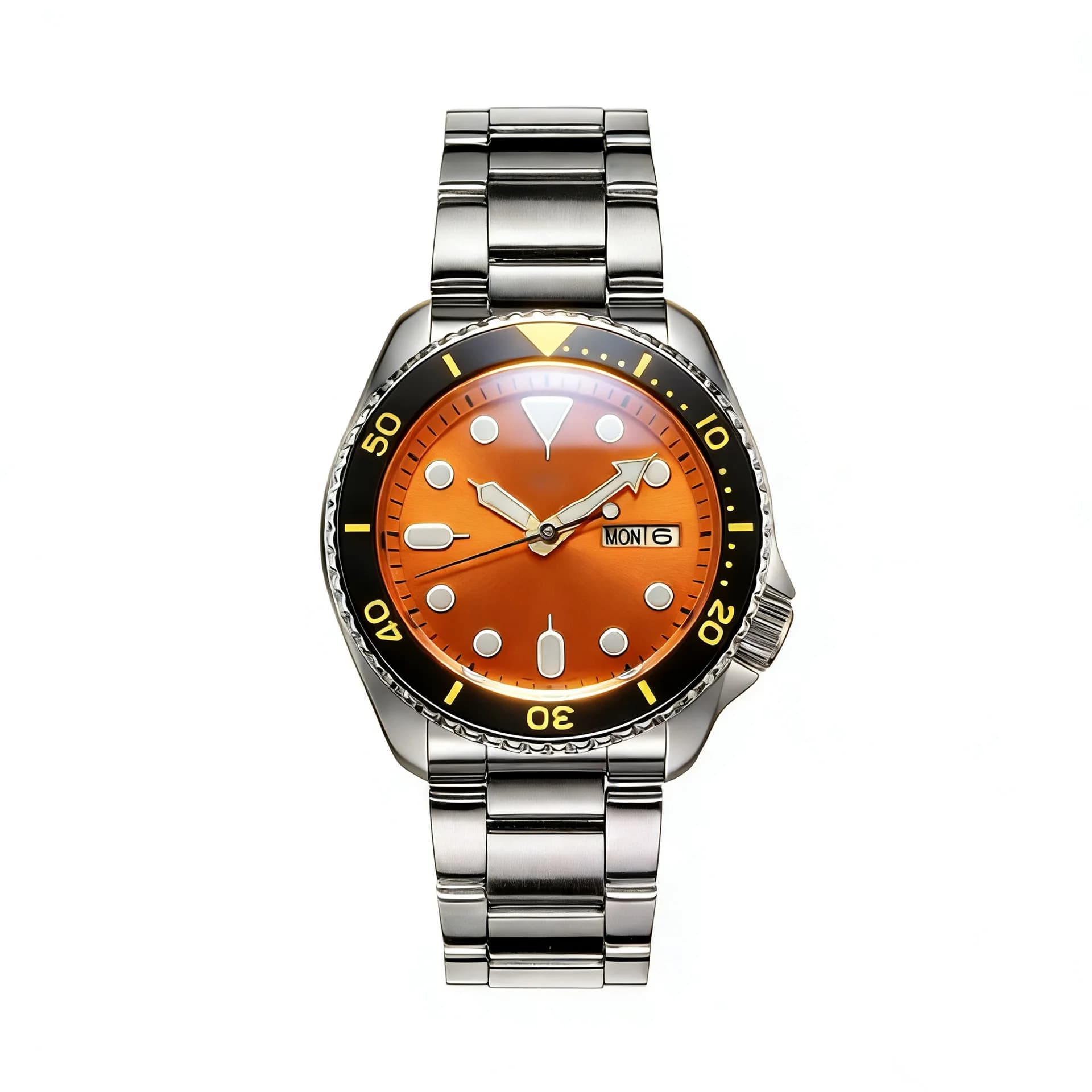 Men's Wristwatch with Business Quartz Waterproof Large Dial Dual Calendar Stainless Steel Band and Round Screw Crown