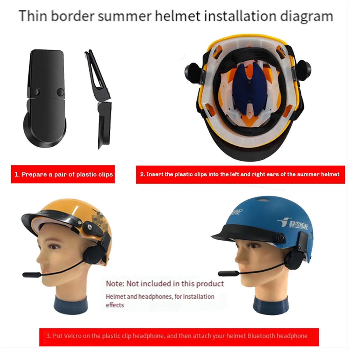 【ACCINETTO!】 Morsetto fisso per casco da bici elettrico estivo Morsetto fisso per casco con clip in plastica multifunzionale Morsetto per auricolare Bluetooth B