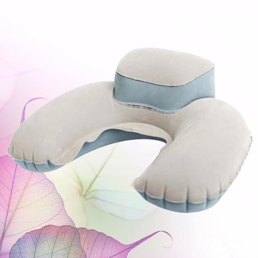 Cuscino Gonfiabile a Forma di U per Supporto del Collo, per Viaggi, Auto, Aereo, Casa, Ufficio, Uso Esterno, Leggero e Pieghevole, Grigio