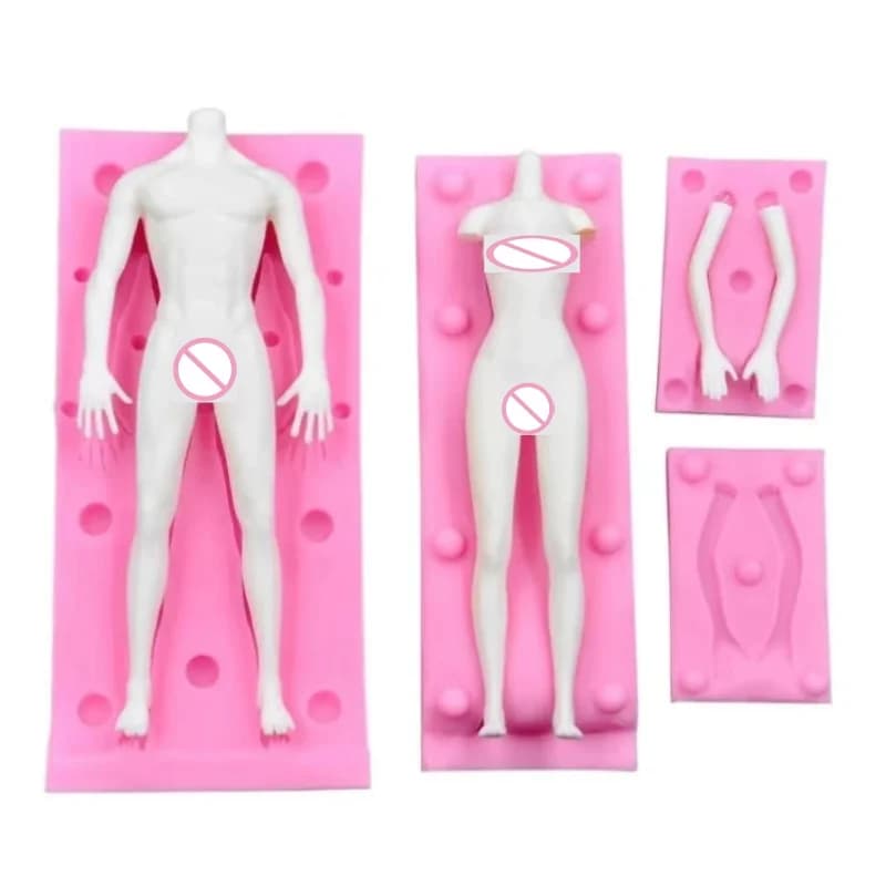 Stampi in argilla polimerica siliconica Modello di scultura d'arte a forma di corpo di bambola Fai da te 3D fatto a mano per realizzare argilla e ciambelle Stampo in silicone in resina di gesso