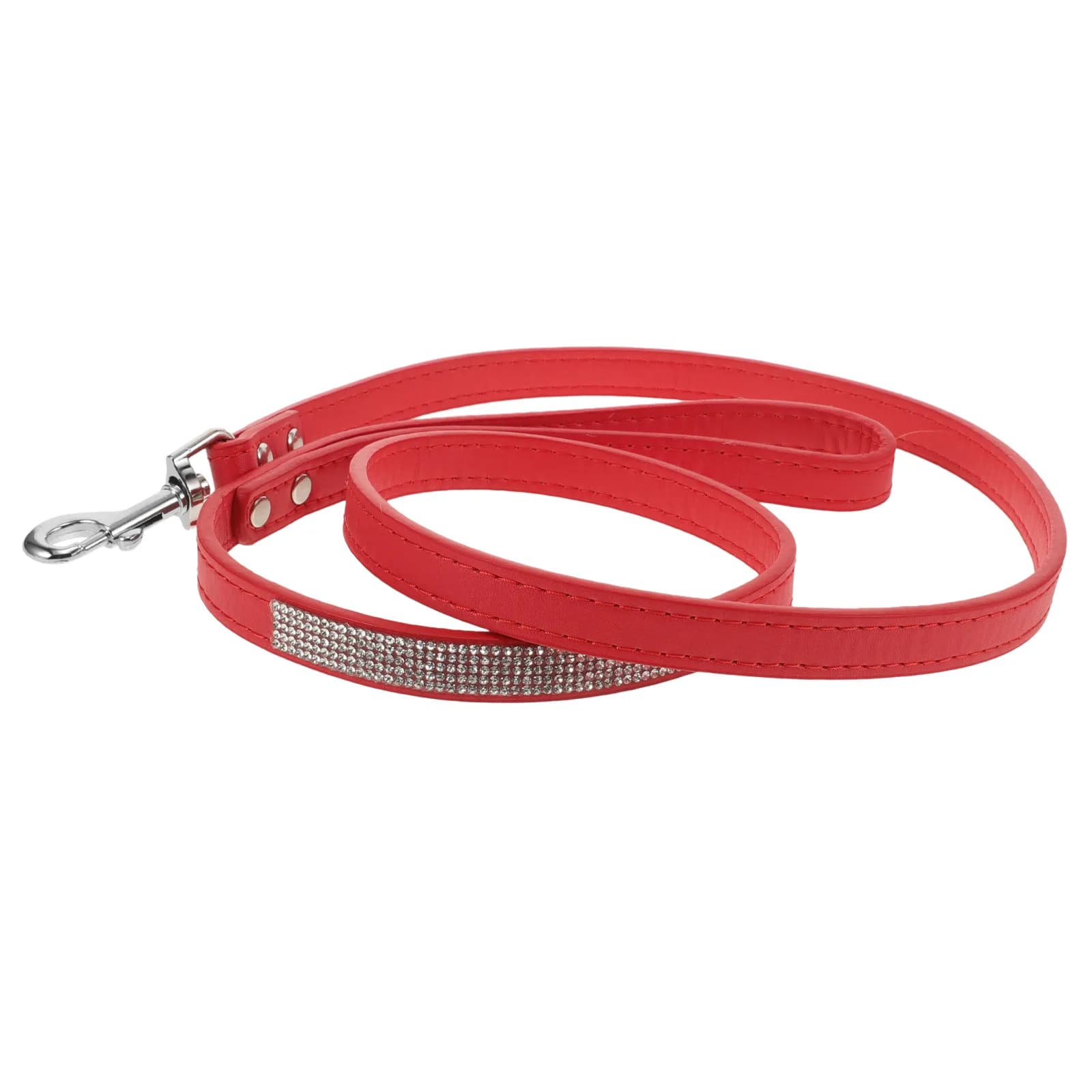 Guinzaglio per Cani in PU con Strass e Diamanti Termofissati, Resistente e Scintillante, per Passeggiate e Addestramento di Cani di Piccola Taglia, Rosso
