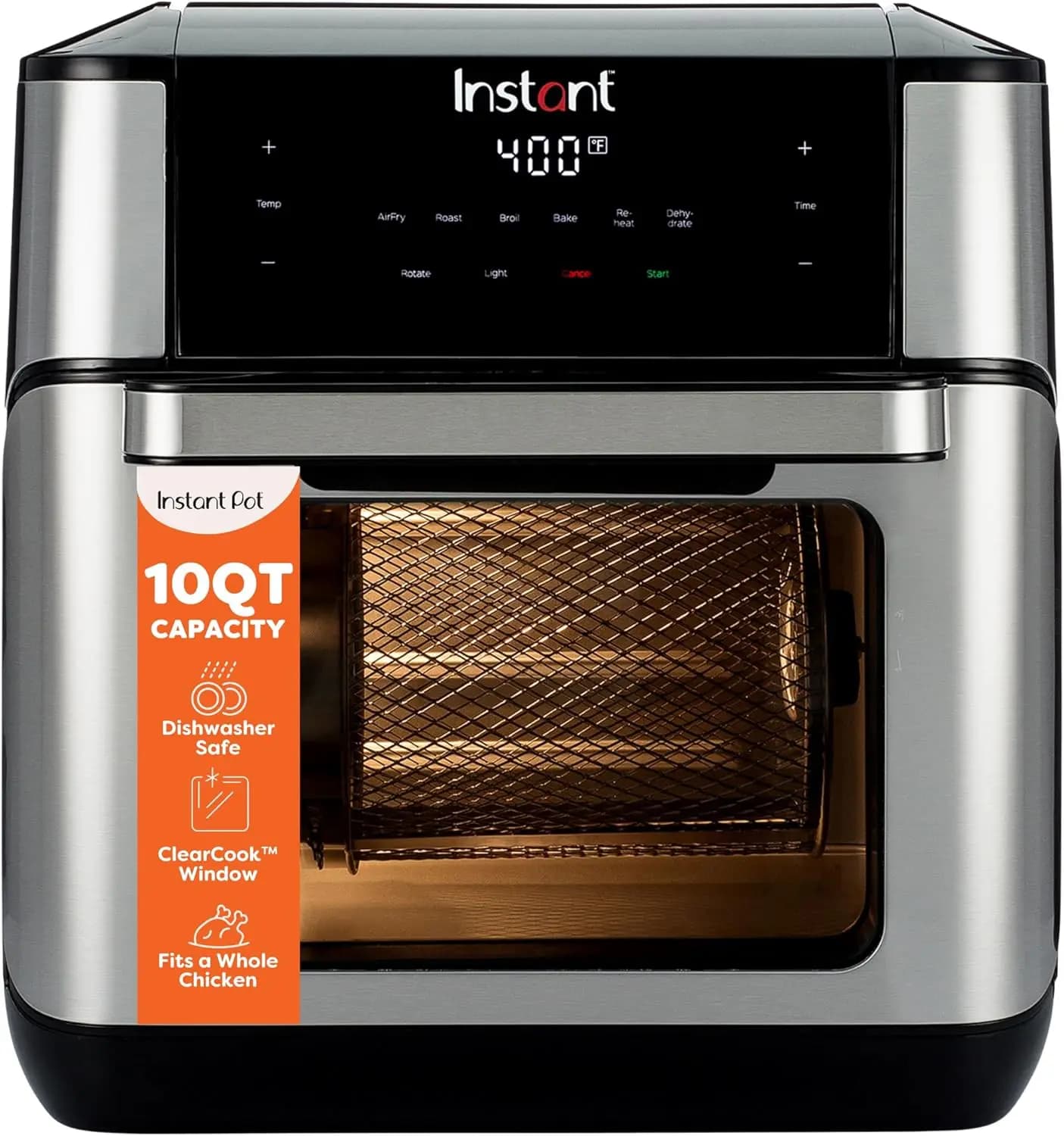Friggitrice ad Aria da 10QT con 7 Funzioni, Tecnologia EvenCrisp per Friggere, Cuocere al Forno, Arrostire e Altro, Include Oltre 100 Ricette