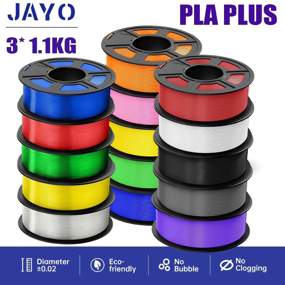 JAYO 3 Rolls PLA Plus 3.3KG Multicolored 3D Printer Filament PLA PLUS 1.75mm FDM 3D Printer Materials Support Free Combination