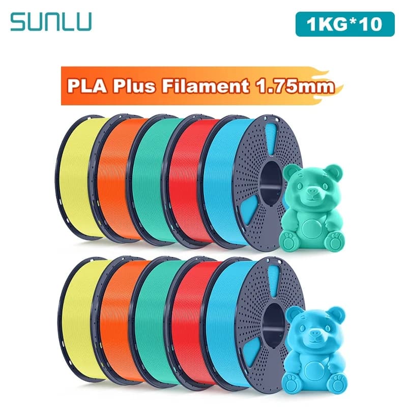 SUNLU 10KG PLA Plus/Filament for 3D Printer Transparent Coil 1.75 mm 1000 g (2.2 pounds) Prewashed Filament without knots Suitable for most FDM printers