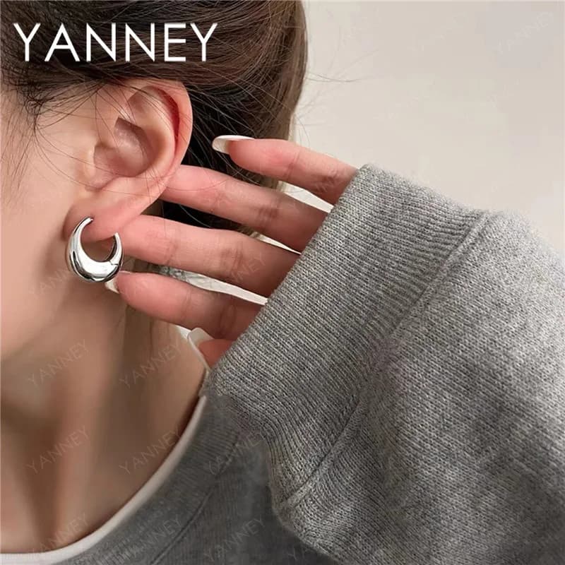 Orecchini a cerchio semplici a forma di U in argento sterling 925 e oro 18 carati per donna, regalo affascinante, gioielli per compleanno e Natale