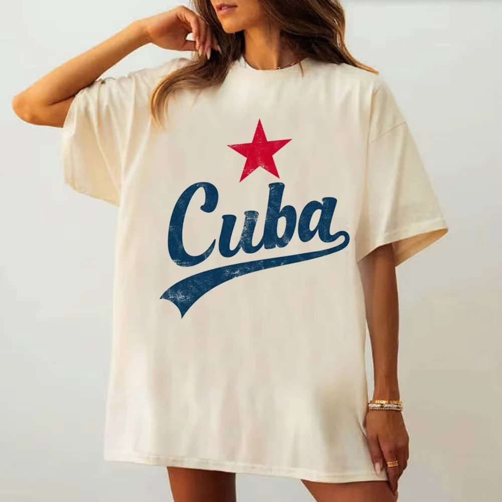 Maglietta Cuba da donna, classica, pop culture, punk, anime, anni 2000, Harajuku, colorata, pastello, top anni 2000