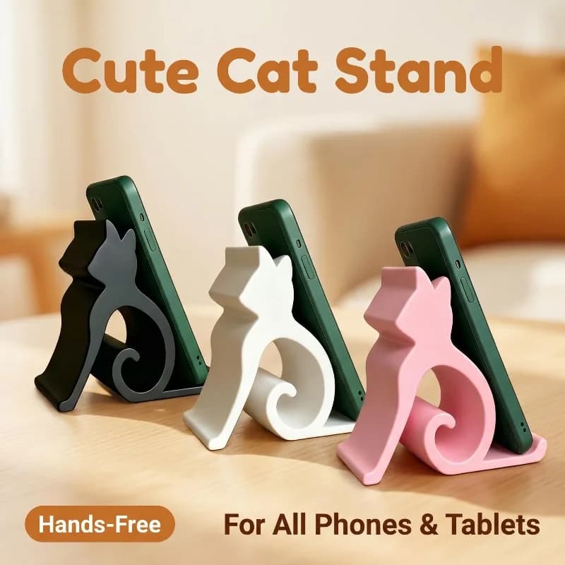 1 PCS Fun Cat Shaped Phone Holder Compatible All Smartphones, Portable Desktop Holder for Watching Videos in Bedrooms, Offices