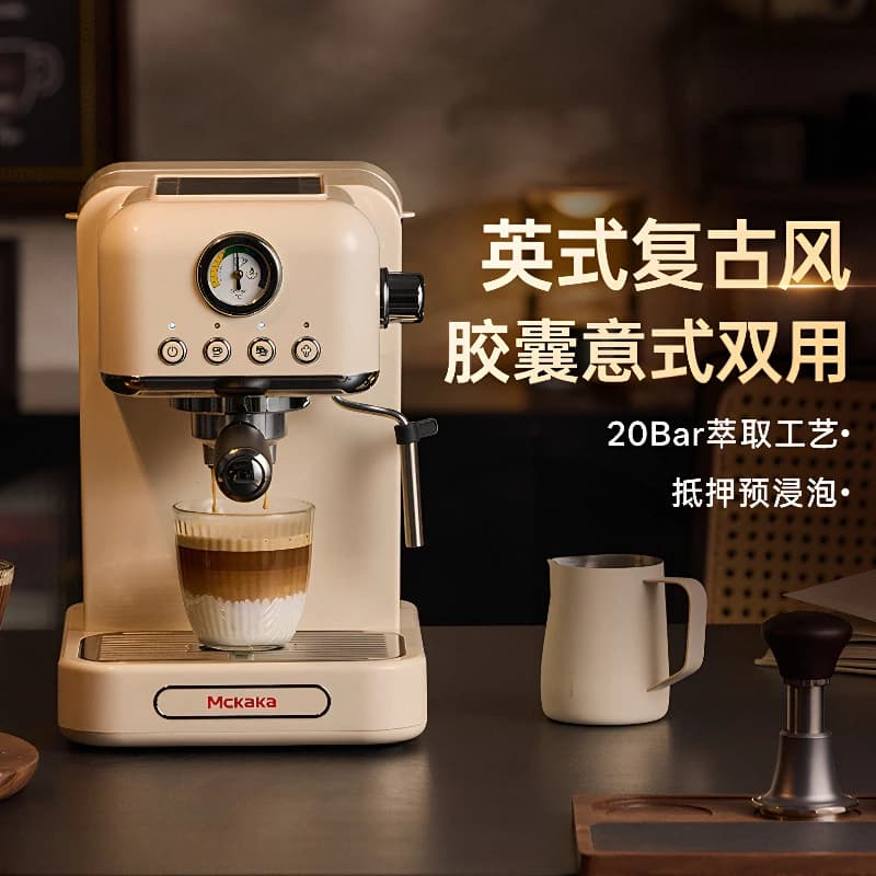 Mini Household Semi-Automatic Espresso Machine, Capsule Coffee Extractor with Steam Milk Frother for Home