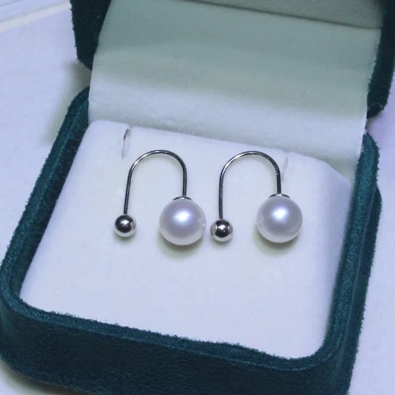 Orecchini in argento con perle da 8-9 mm, perle naturali da donna, orecchini dal design di nicchia, orecchini nuovi