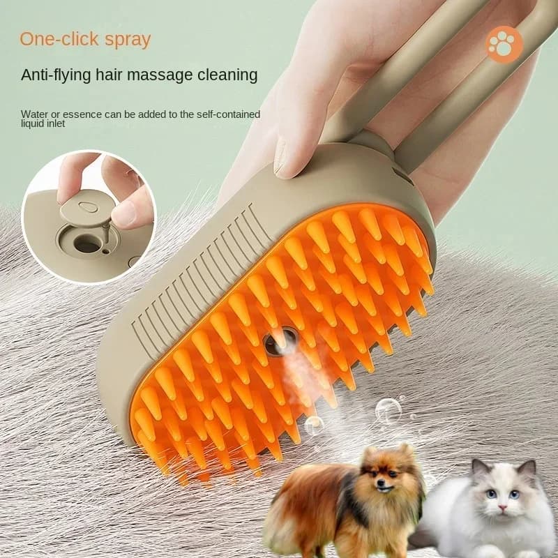 Spazzola Elettrica a Vapore 3 in 1 per Cani e Gatti, Spazzola Vaporizzante per Massaggio e Toelettatura, Rimuove Peli Intrecciati e Sciolti