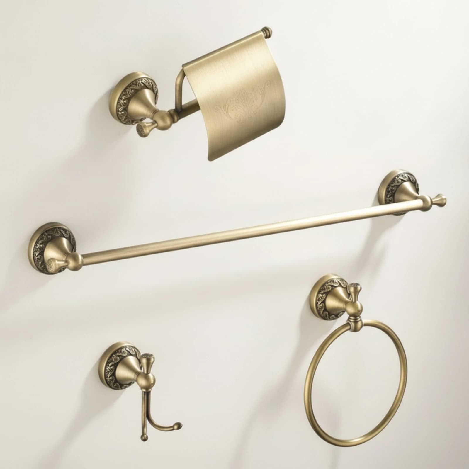 4 Pieces Bathroom Hardware Set Antique Bronze Towel Bar Set with Bathroom Tissue Dispenser Holder Bathroom Tissue Dispenser