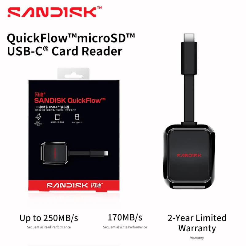 SanDisk USB 3.0 Type-C Card Reader for Microsd Memory Card SD Card and CompactFlash cards