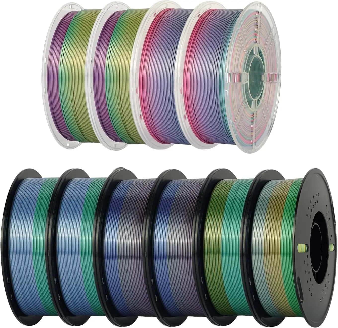 10KG Silk PLA Filament Bundle Rainbow PLA Filament 1.75MM 3D Printing Color Changing Dimensional Accuracy ±0.03mm,Fit Most 3D Pr