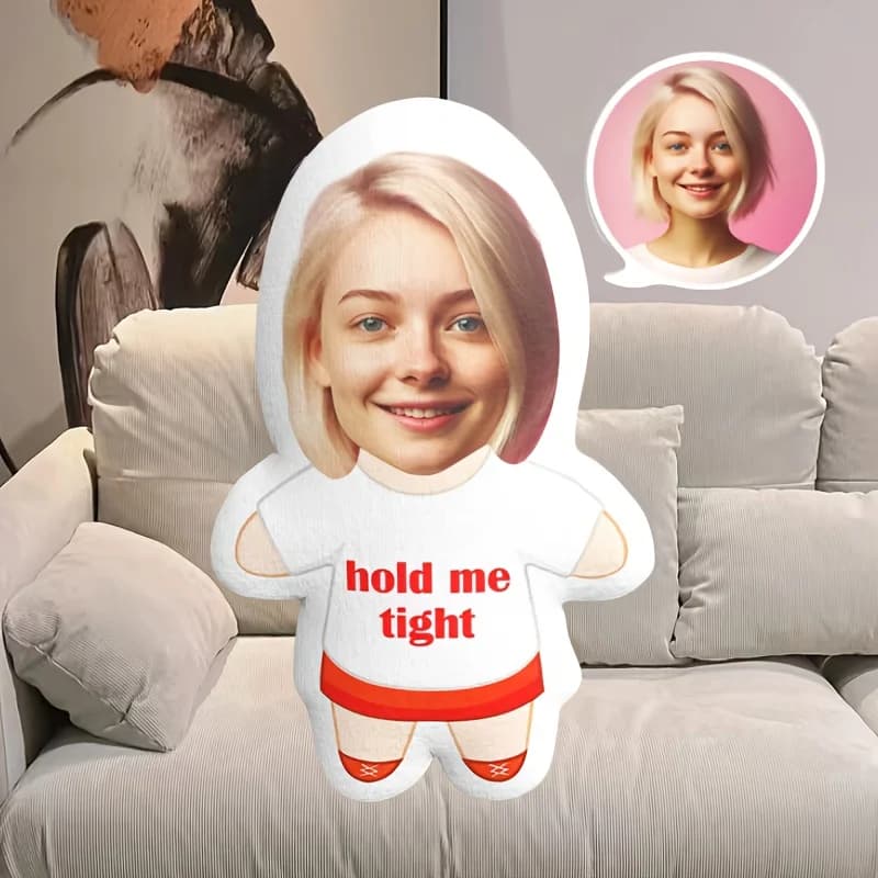 1 cuscino con orsacchiotto 'Hold Me Tight' stampato con foto personalizzate, regalo personalizzato per San Valentino, Halloween, Natale, Grazie