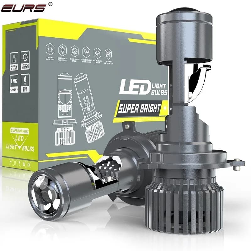 EURS 130W H4 Mini proiettore LED lampadine per fari per auto abbaglianti anabbaglianti H4 lente per proiettore faro Turbo Fan luci a LED 6000k 12V