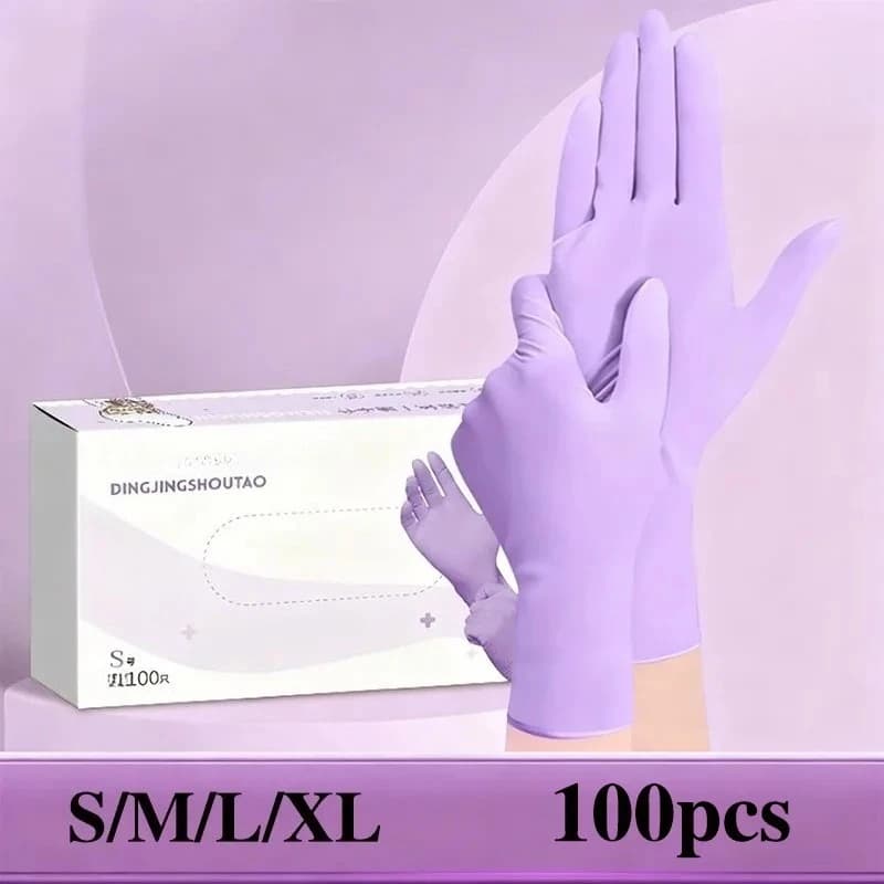 Guanti Monouso in Nitrile Viola 10-100 Pezzi Senza Lattice per Pulizie Domestiche, Meccanica, Tatuaggi, Tintura Capelli, Bellezza, Lavoro, Testurizzati