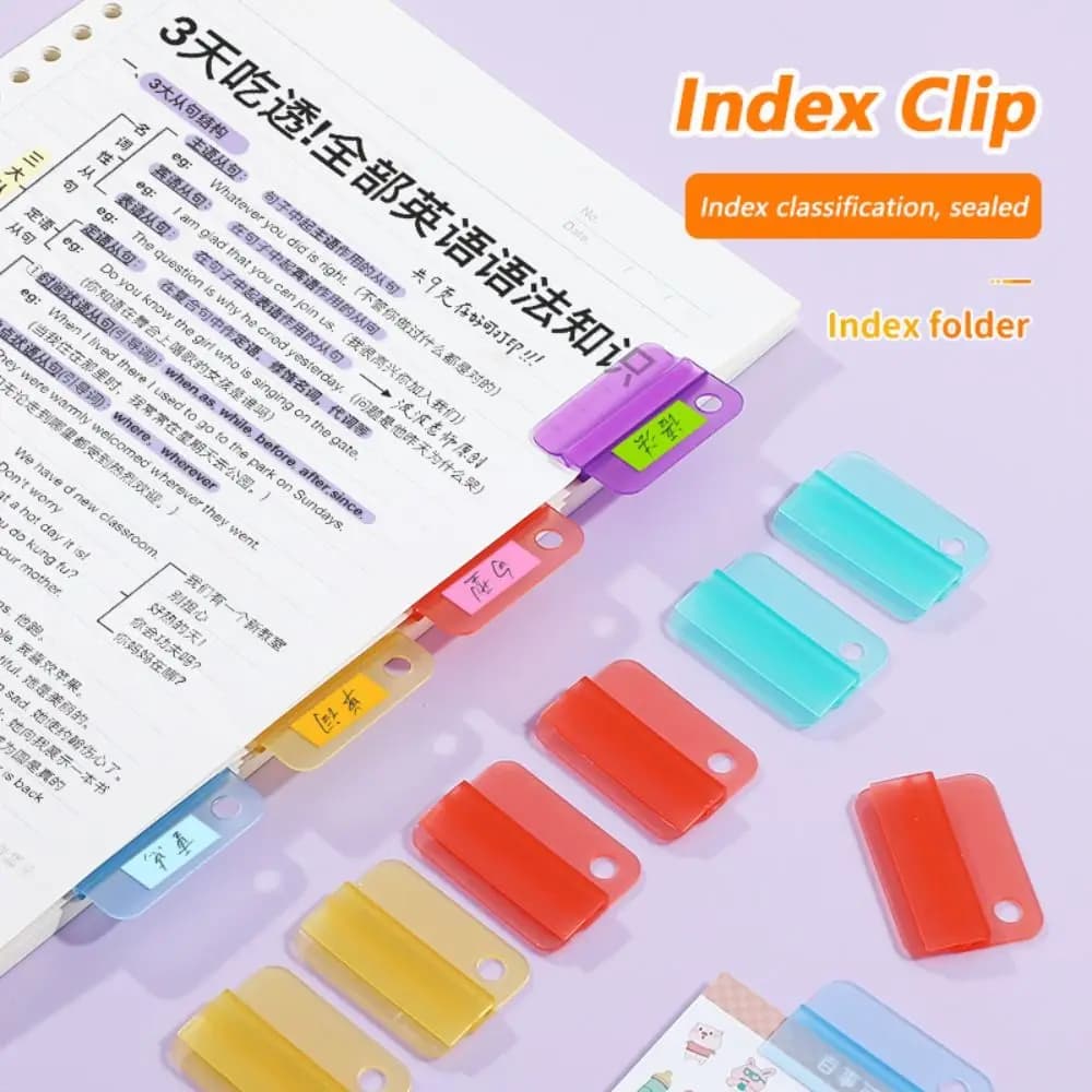 Clip per indice in plastica Classificazione dei file color caramello trasparente Classificazione dei file Clip per etichette in carta da lettera multifunzione