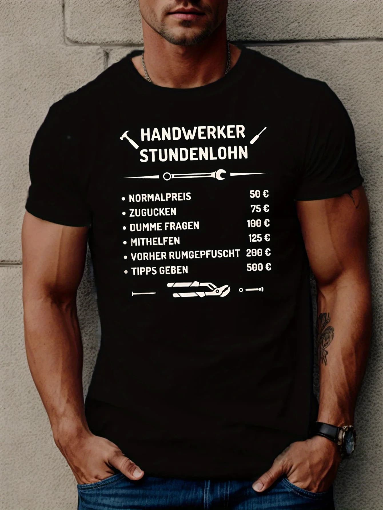 T-shirt da uomo a maniche corte con motivo tedesco - Top casual estivo girocollo con motivo tedesco (adatto per l'uso quotidiano e per gli appassionati del tedesco)