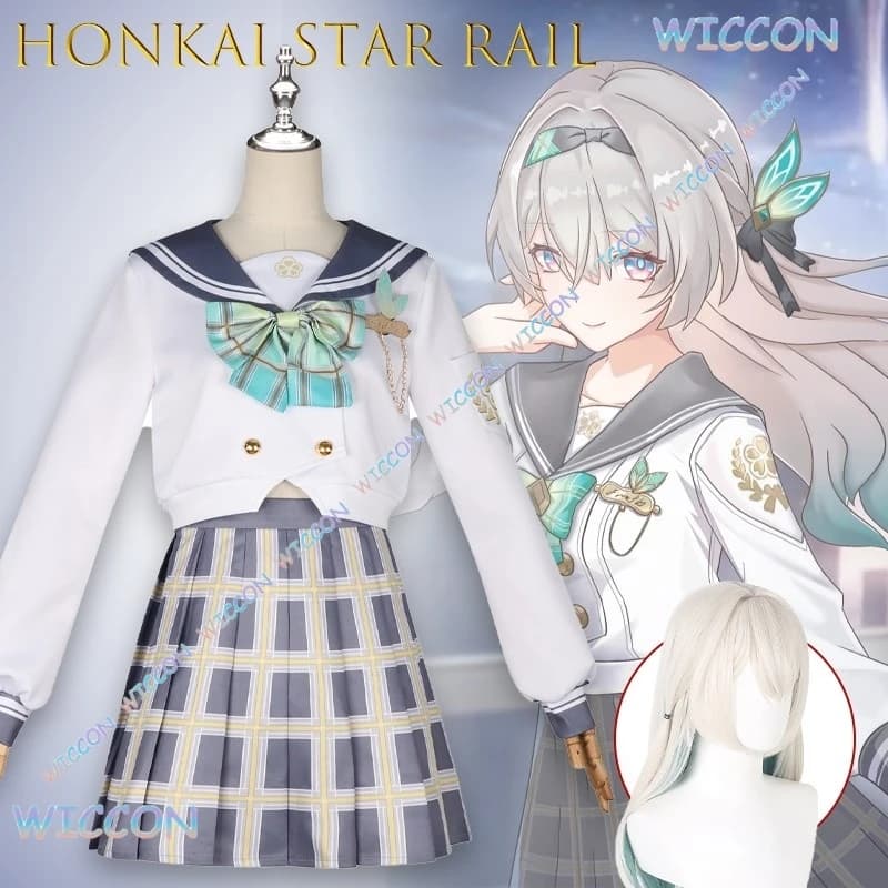 Costume cosplay anime Honkai Star Rail Firefly Cosplay Saluto primaverile JK Gonna Set Costume Halloween Kawaii Uniforme scolastica carina