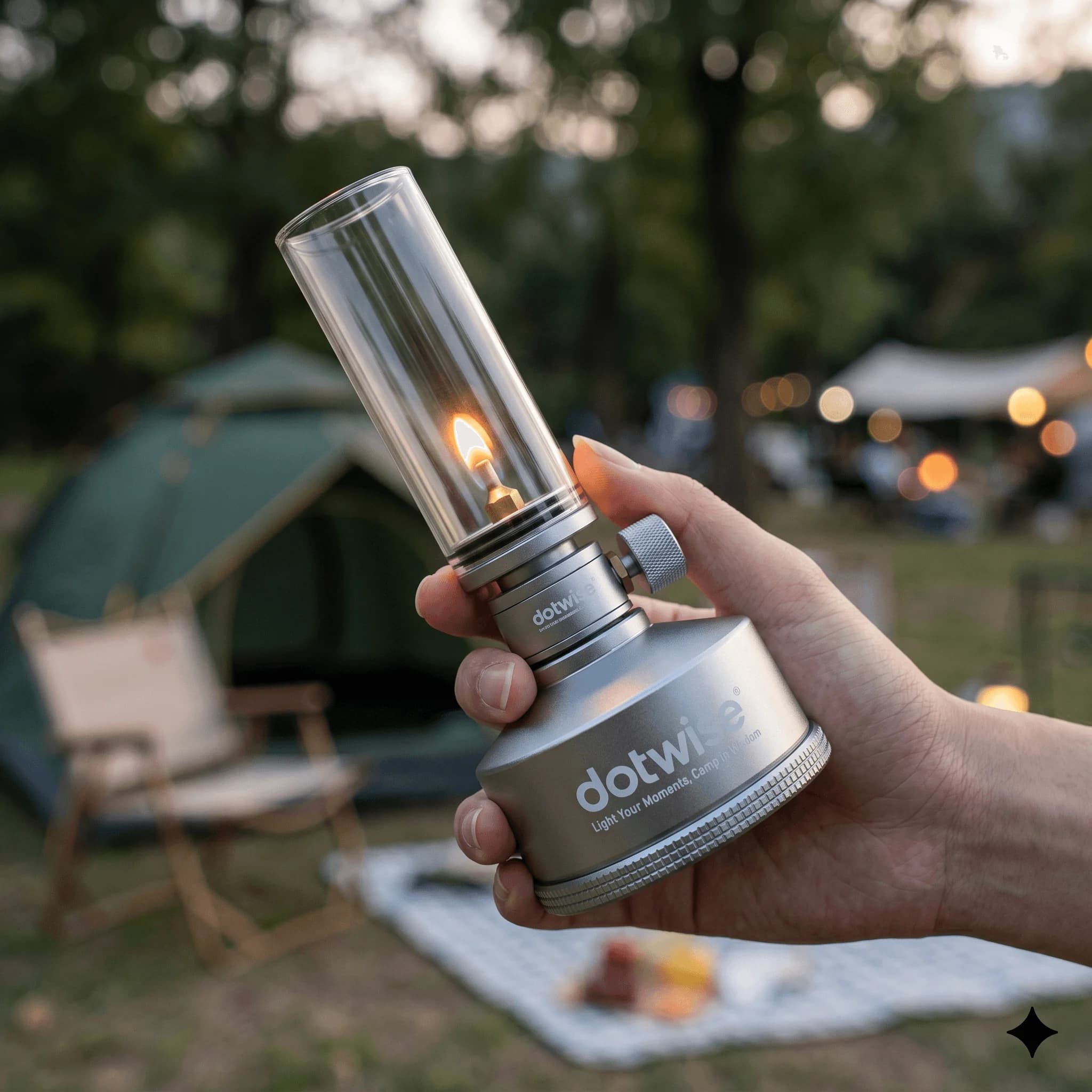 Dotwise Portable Windproof Camping Lantern Set Butane Gas Light Outdoor Atmosphere Lamp for Picnic Hiking Household Emergency