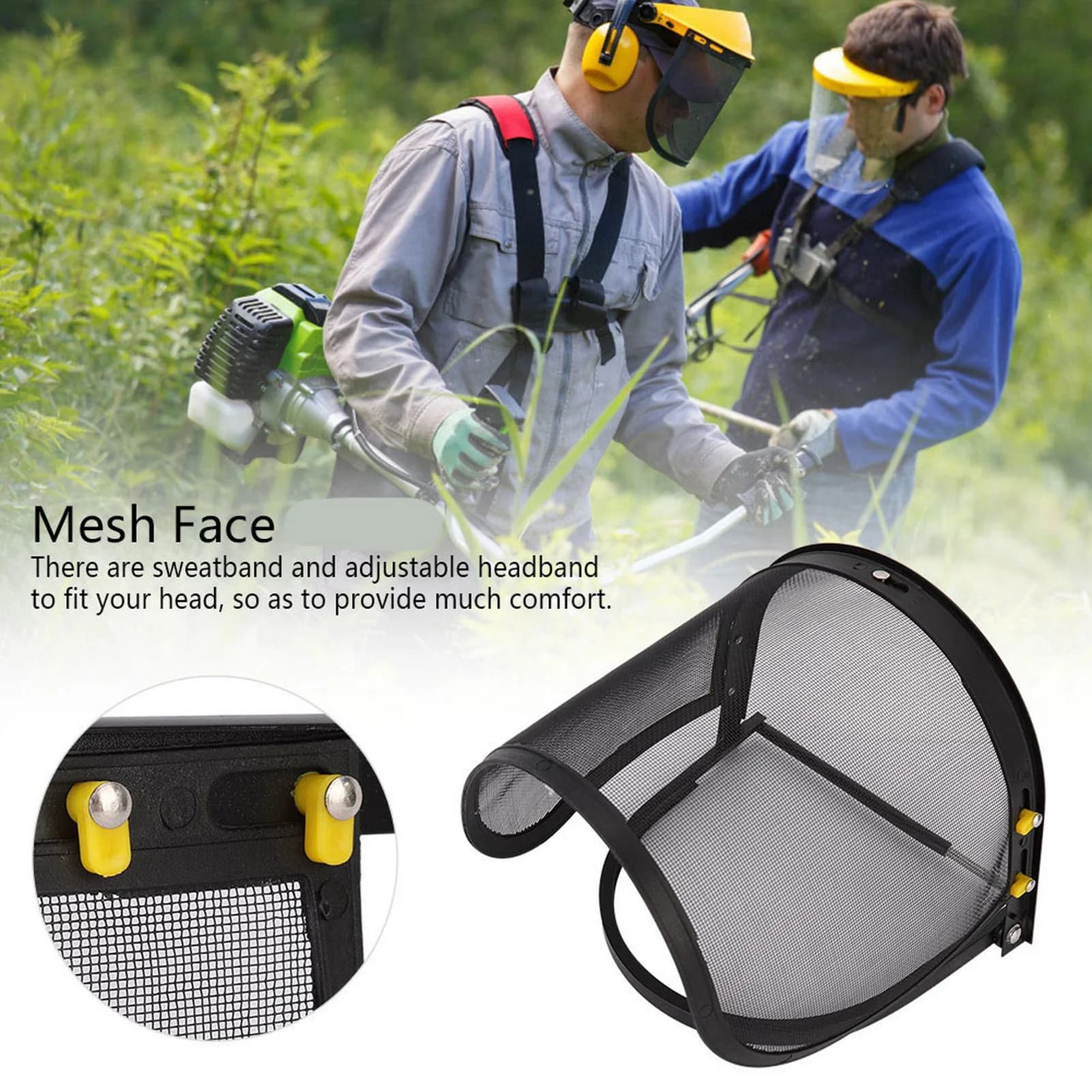 Casco di Sicurezza con Schermo Facciale per Tagliaerba, Protezione Antispruzzi con Rete Integrale, Maschera Protettiva