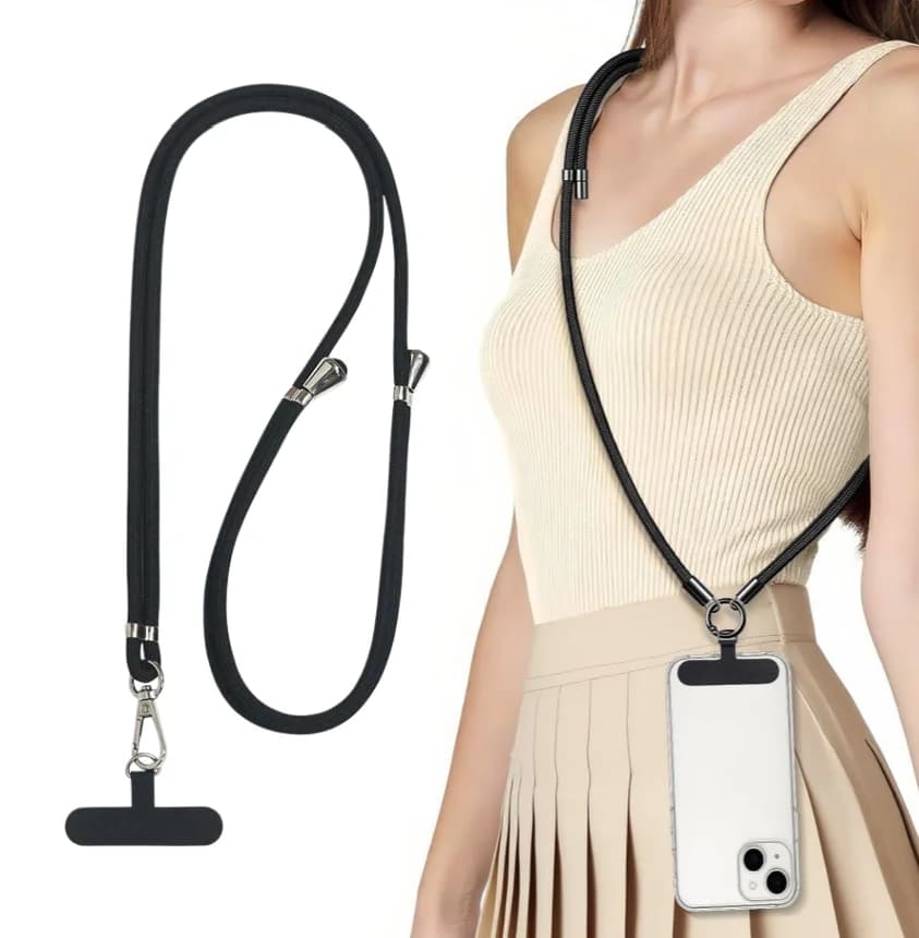 1-Pack Phone Lanyard,Adjustable Anti-Theft Phone Wrist Strap,Quality Metal Buckle,Skin-Friendly,for Most Smartphones (Black-1Pcs)