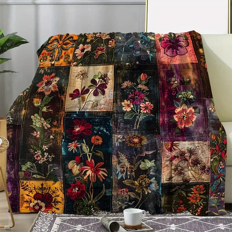 Coperta da tiro in flanella floreale vintage – Morbida e calda per tutte le stagioni per letto, auto, ufficio, campeggio – Regalo accogliente per lei e casa